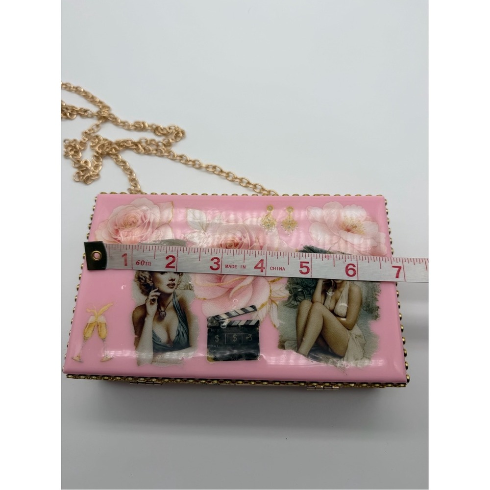 Pink Acrylic Box Crossbody Shoulder Bag Purse - Picture 4 of 9